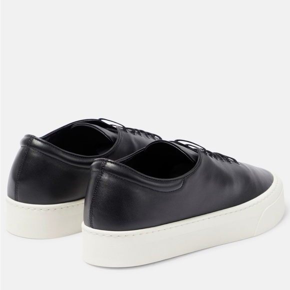 The Row Marie H Lace-Up Sneaker in Leather Black Size 38.5 - Picture 4 of 16